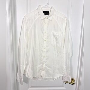 Bespoken White Cotton Long Sleeve Dress Shirt Men’s Large
